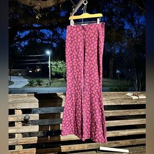 Anthropologie Pink Floral Boot Cut Pants